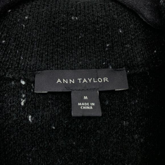 Ann Taylor Duster Cardigan Jacket Womens Size Medium Black White Flecked - Picture 5 of 6